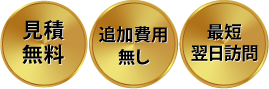 見積無料・追加費用無し・最短翌日訪問